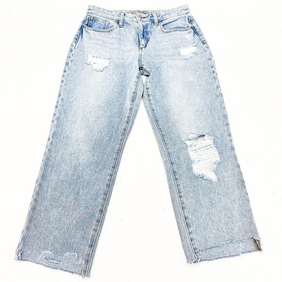 Joe's Wide Leg Light Wash Distressed Ripped Denim Jeans Parksville Size 29 - Picture 2 of 8